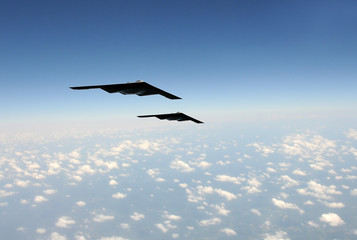 Strategic bombers in flight