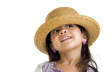cute girl with straw hat