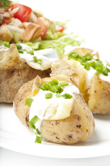 baked potato and salad
