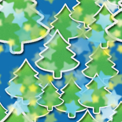 Starry night in Christmas forest, seamless pattern