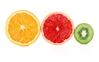cuted fruit isolated on white background
