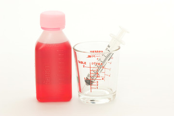 Glass measuring cup isolated on white background .