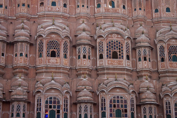 Detail of Hawa Mahal (Palace of the Winds) in Jaipur. India