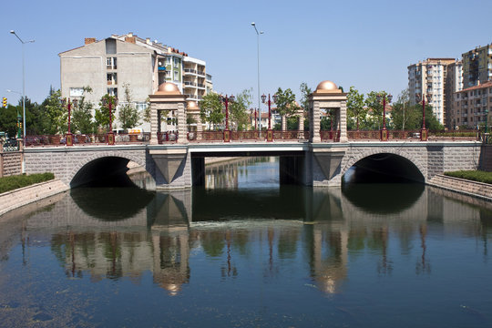 River in city of Eskisehir, Turkey