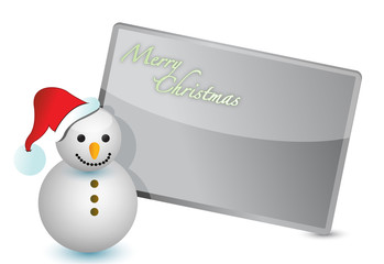 snowman christmas card illustration design on white