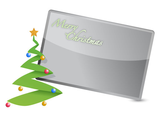 merry christmas tree card illustration design on white