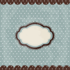 Vintage polka dot design, brown frame