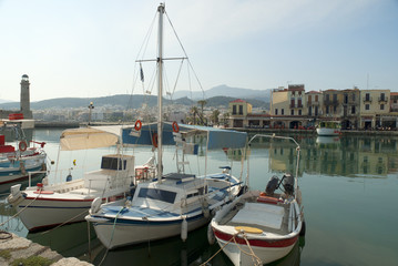 Fototapeta premium The Venetian Harbour at Rethymno Crete Greece