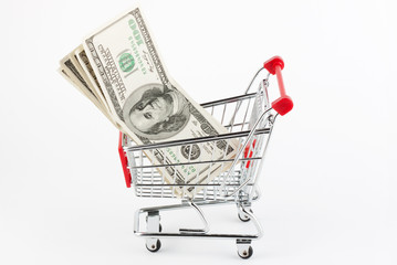 Shopping cart and dollars