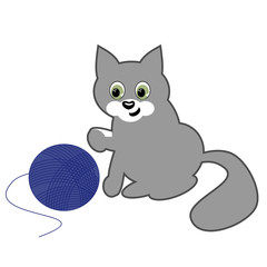 cat with clew on white