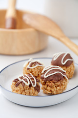 Close up of crispy rice treats.