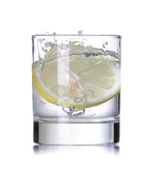 lemon splashing in water