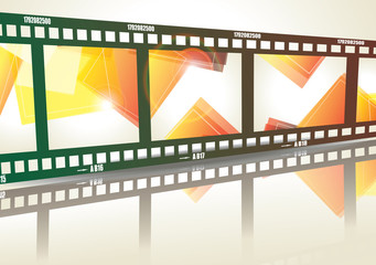 Old negative film strip with abstract images