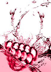 raspberry in water on a white background