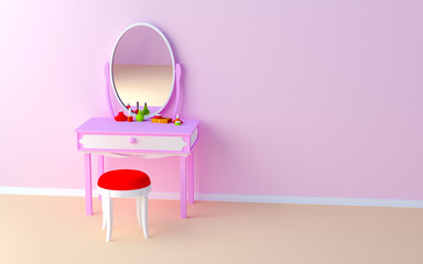 make up table at the wall