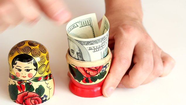 Matryoshka dolls from the inside taken out dollar
