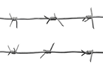 barbed wire isolated on white