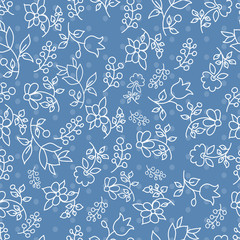 floral seamless pattern in blue tones
