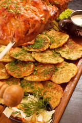 Roasted pork on the spit