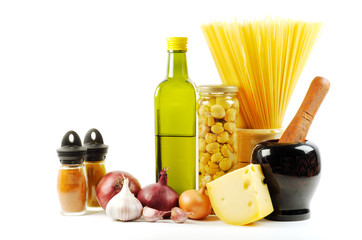 Fresh vegetables, spice  and oil