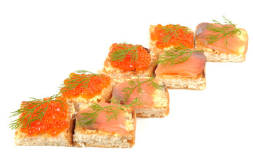 Red coviar and salmon