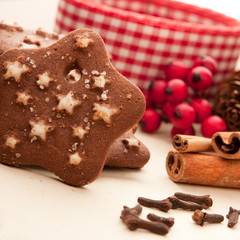 Christmas star cookie with rich festive background