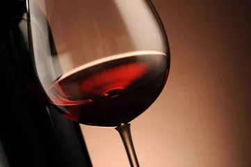 red wine, bottle and glass close up