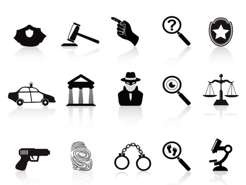 law and crime icons set