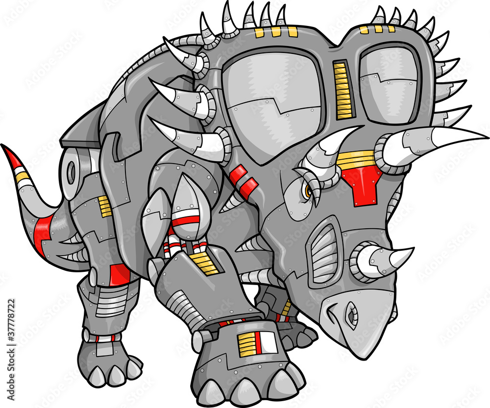 Aufkleber Robot Machine Triceratops Dinosaur Vector