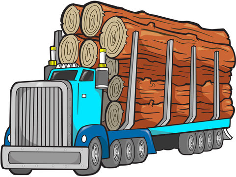 Logging Truck Vector Illustration