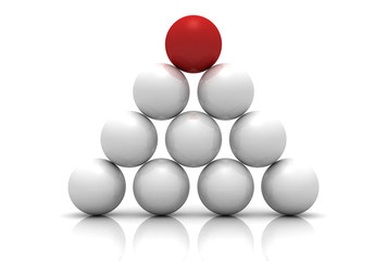 red leader ball of white teamwork concept pyramid