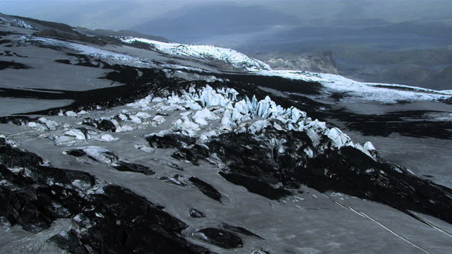 Aerial View of Ice Formations & Volcanic Ash, Iceland