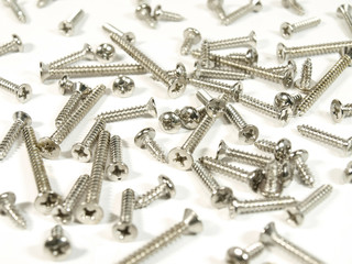 Screws on white background