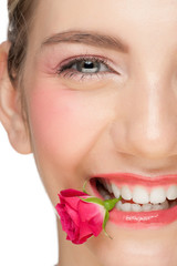 Beautiful woman with rose