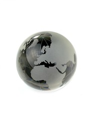 Crystal globe on white background