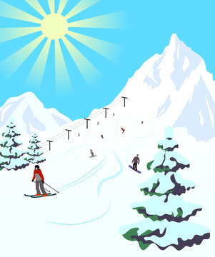 Illustration of winter sport resort