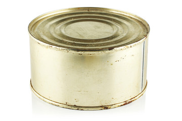 Tin with canned food.