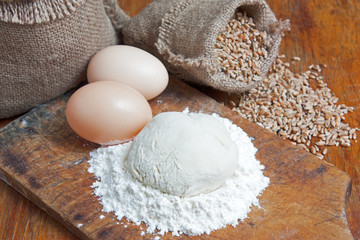 bag of wheat in the bakery