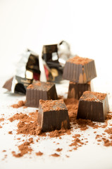 Chocolates on a light background