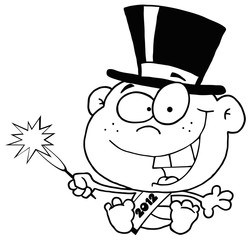 Outline 2012 New Year Baby