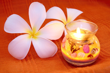 Beauty candle with frangipani