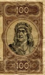 Detail of Hungary's szaz korona - king Matthias I