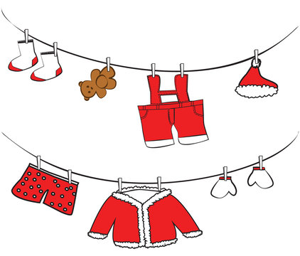 After Christmas. Santa's clothes hanging