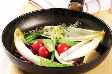 Vegetables on a frying pan