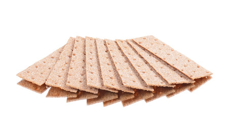 stack of crispbread on white background