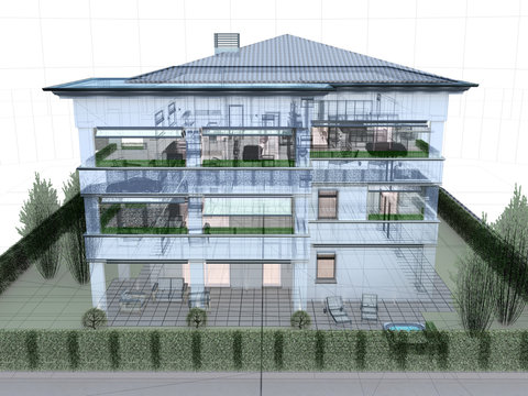 appartamento rendering 3d exterior architettura progetto