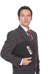 businessman holding a clipboard