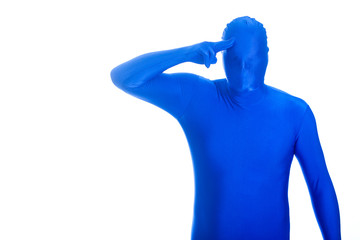 faceless anonymous man saluting