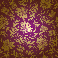 Seamless floral pattern. Flowers on a purple background. EPS 10