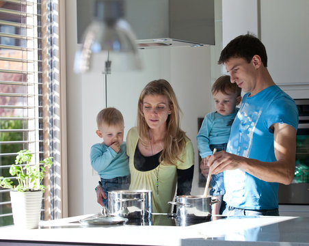 Twins rock the new kitchen